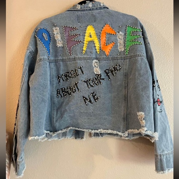 one of a kind embellished jean jacket. Brand new with tags. - Picture 7 of 7